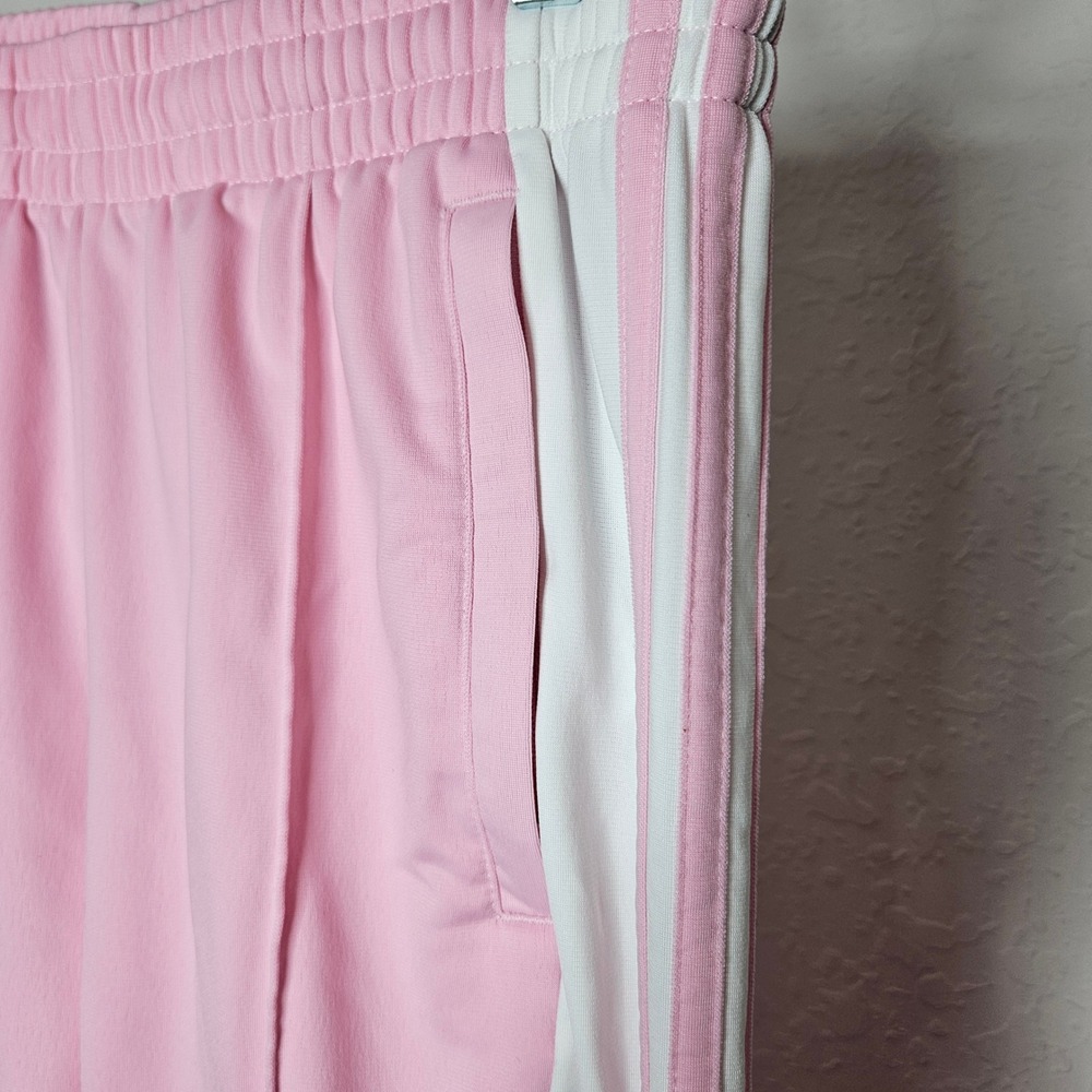 Adidas Pink Snap Track Pants 3 Stripe Wide Leg Y2K Athleisure Women's XS - Picture 3 of 8